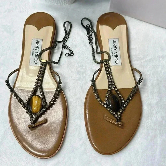 Jimmy Choo SZ 9 Brown tiger eye sandals - Picture 2 of 9